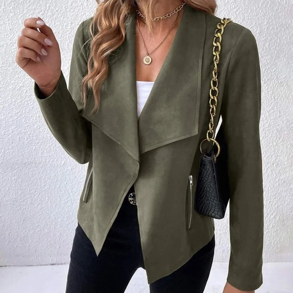 Luxe Vegan Suede Open Front Jacket - Picture 7 of 11